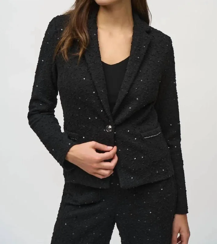 Huge Discounts This Week Sequin Boulce Blazer In Black