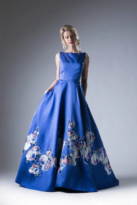 Colorful Clothing Cinderella Divine - CA303 Satin Floral Sleeveless Ballgown