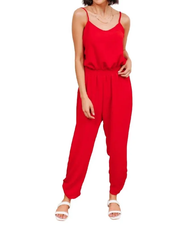 Glamorous Evening Wear Livin' The Dream Jumpsuit In Red