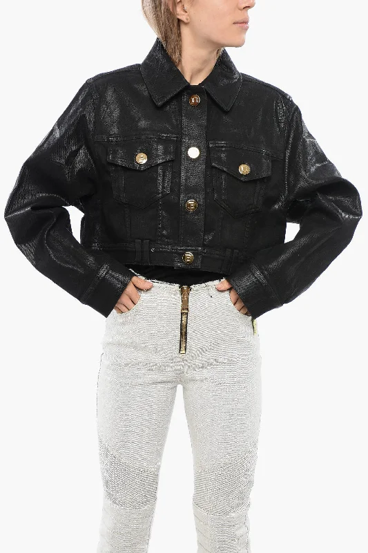 The Good Stuff Balmain Coated Cropped Denim Jacket