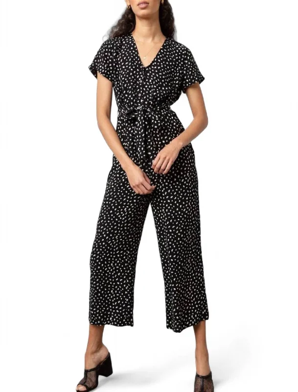 Versatile Outfits Jet Spot Jumpsuit In Ivory/black