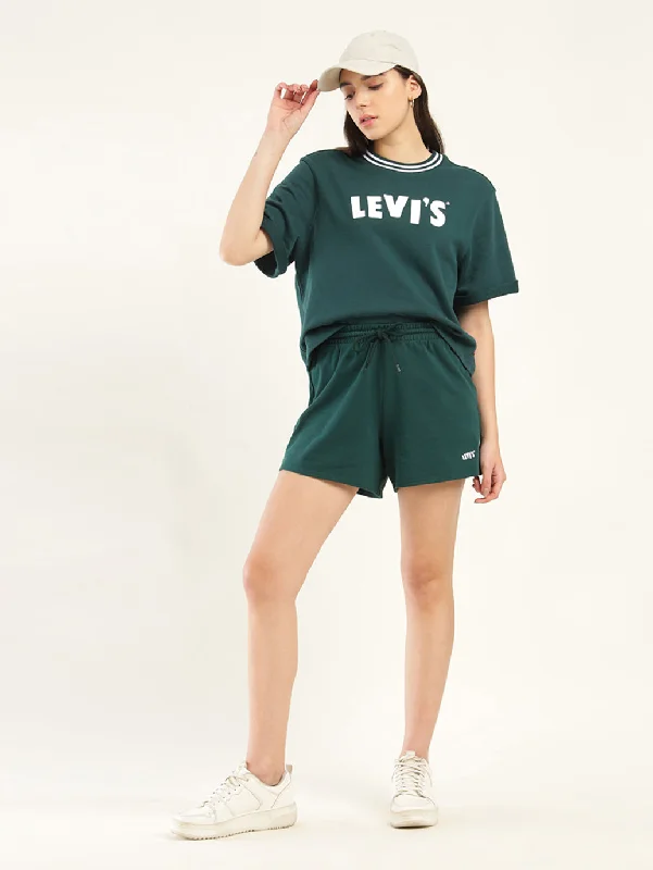 Fast Fashion Favorites Women's Mid Rise Green Regular Fit Shorts