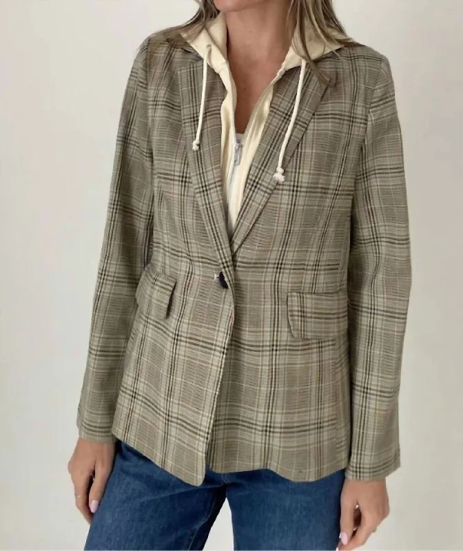 New Season Fashion Preview Drew Blazer In Brown Plaid/cream