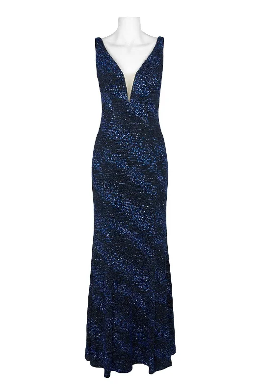 Trendy Threads Immediate Apparel - Sleeveless V Neck Bodycon Glitter Knit Evening Gown 59921SC