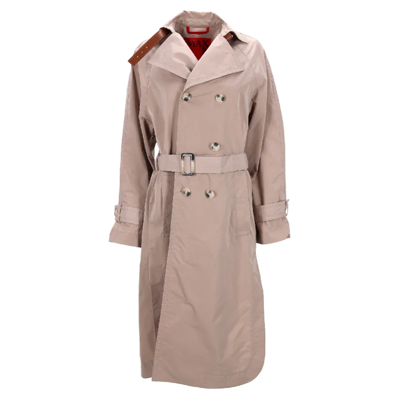 Discount Extravaganza Max & Co Double-Breasted Trench Coat in Beige Polyester