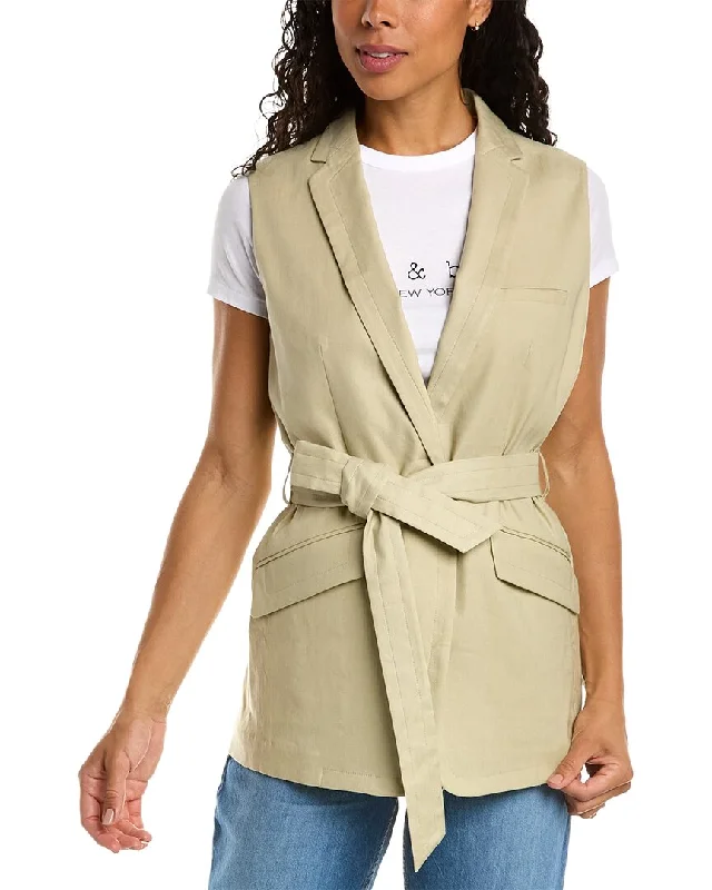 Cottagecore Rustic Charm Style rag & bone Margot Sleeveless Linen-Blend Blazer