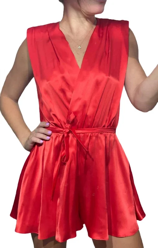 Trendy Women's Wear Lamarca Silk Romper In Candy Apple