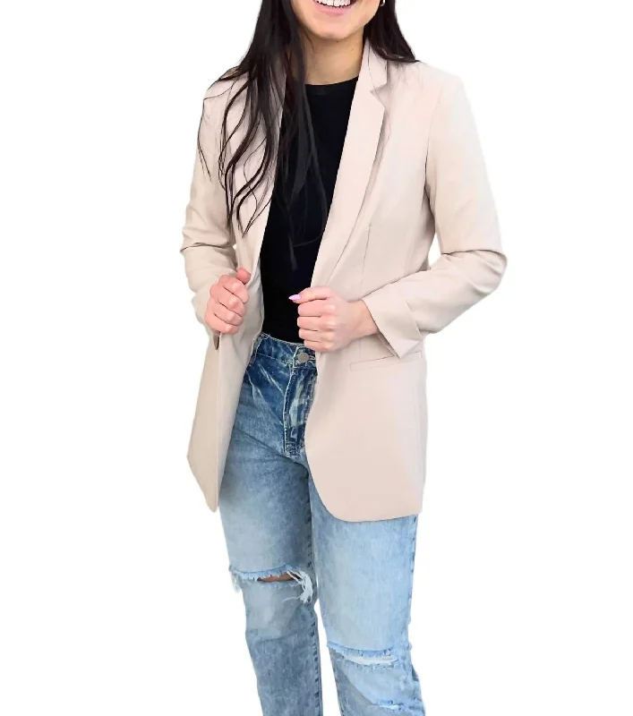 Casual Fashion Basic Blazer In Beige