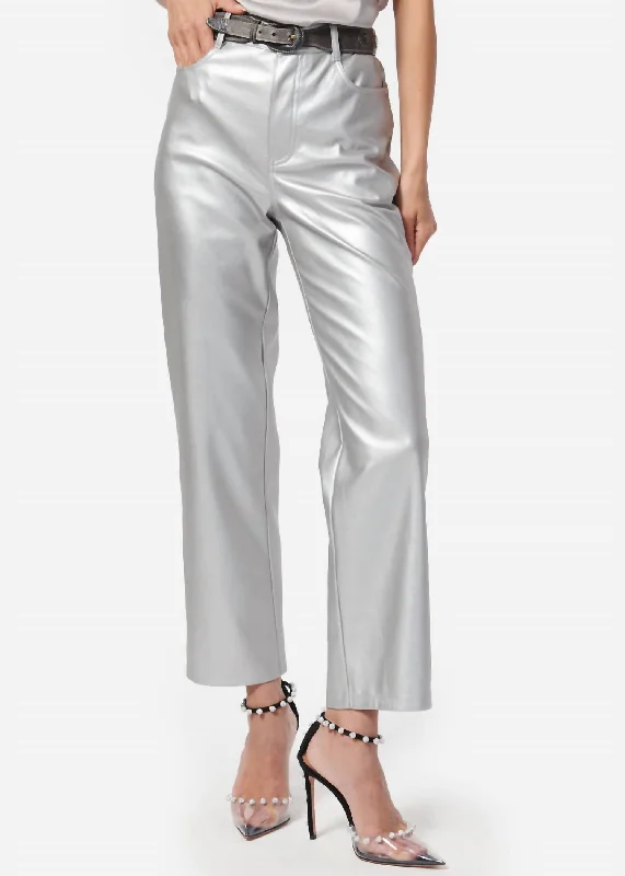 All Season Basics Discount Hanie Metallic Pant In Silver