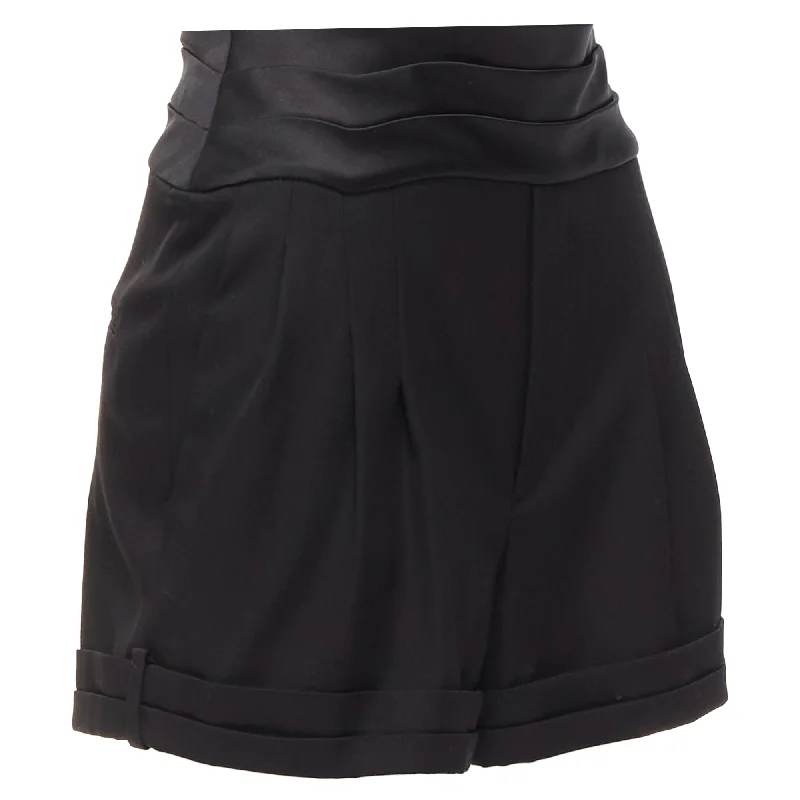 Exclusive Sale Saint Laurent virgin wool cumberband high waist shorts