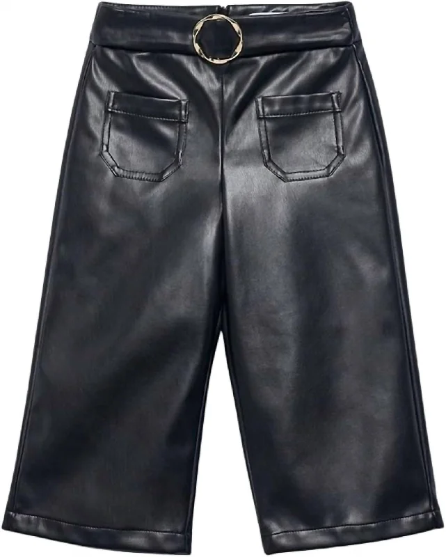 Trend Alert Girls Faux Leather Culottes Trousers In Black