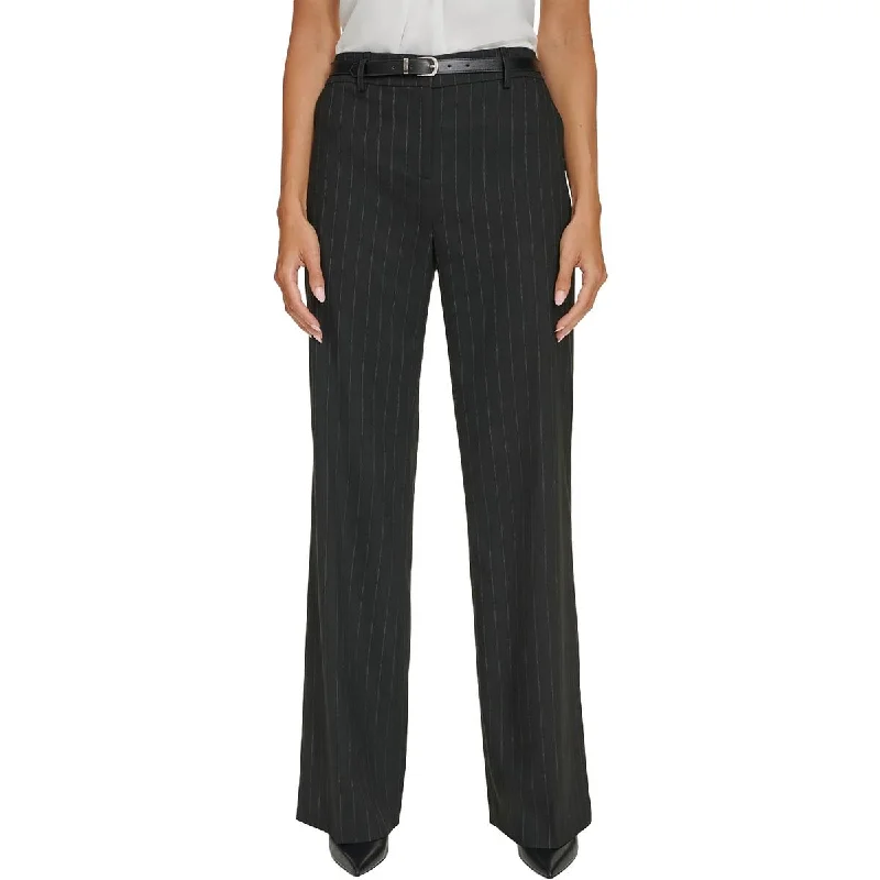 Casual Elegance Womens Pocket Polyester Wide Leg Pants