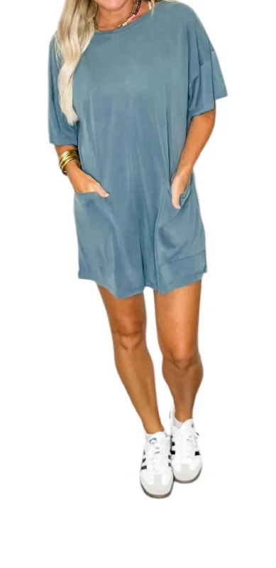 Flash Sale, Don't Miss Oversized Jersey Romper In Teal