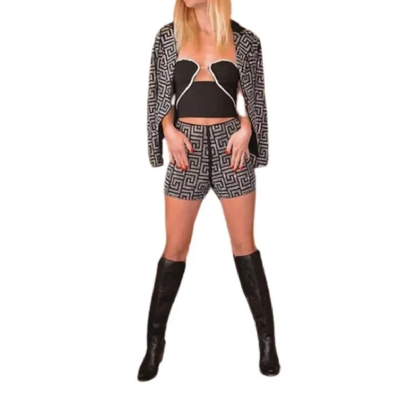 All Season Basics Discount Pattern Blazer Set Shorts In Black