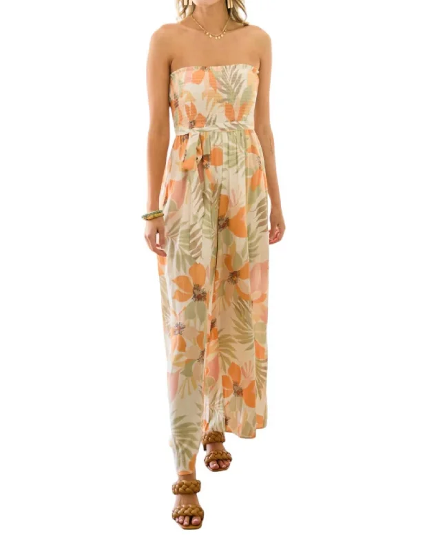 Elevate Your Wardrobe Love From Within Jumpsuit In Orange Multi