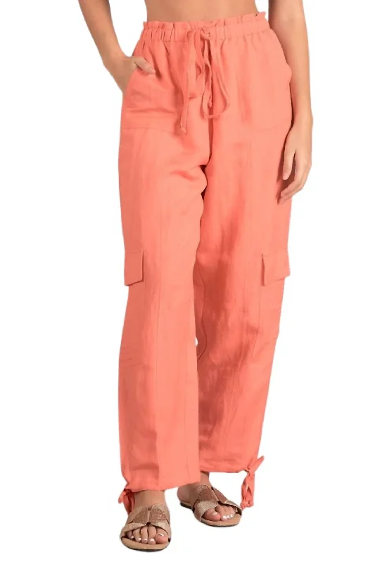 Summer Splash Sale Drawstring Cargo Pants In Coral