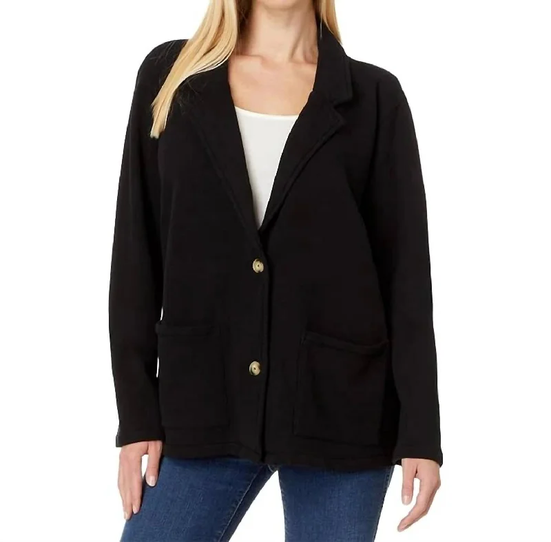 Stylish Savings French Terry Blazer In Black