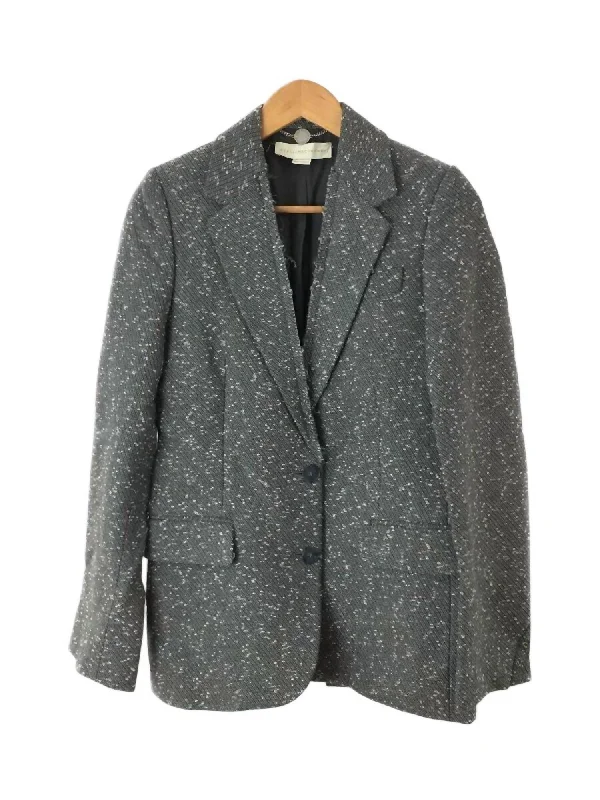 Valentine's Special Women's Tweed 2 Button Single Breasted Blazer With Raw Hem In Grey