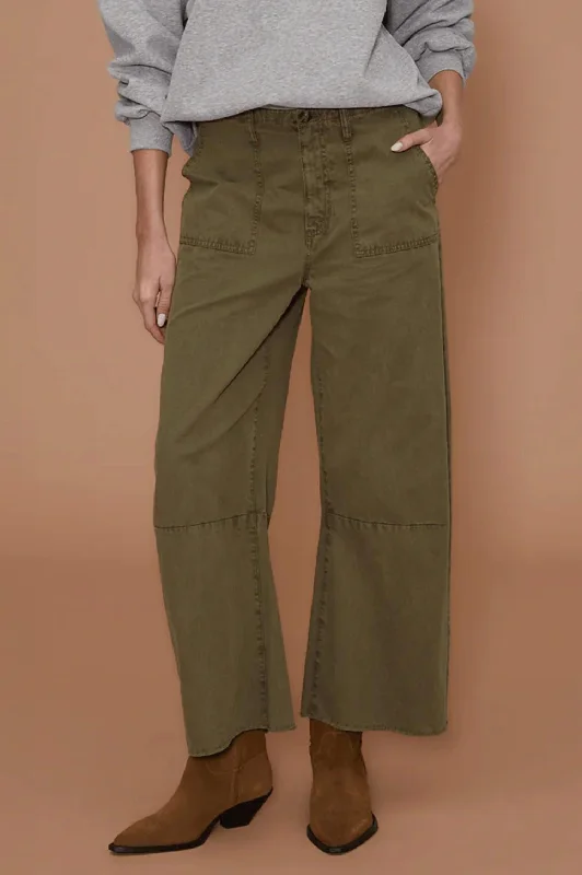 Latest Trends Utility Soft Barrel Trouser Pants In Olive Green