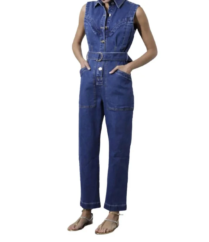 Graceful Drape Harley Jumpsuit In Denim