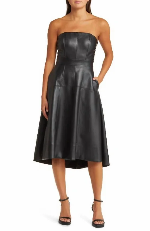 Limited Time Offers Dawn Faux Leather Strapless Fit & Flare Dress In Black