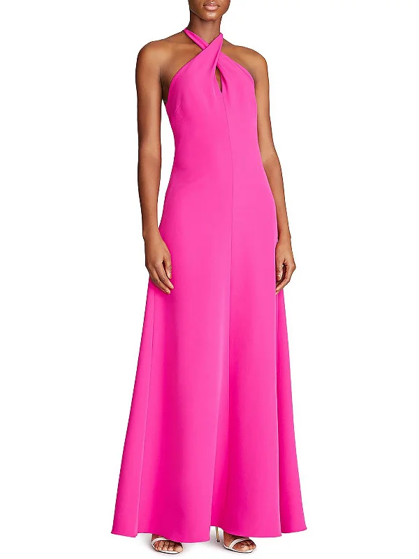 Trend Setting Wardrobe Gabriela Womens Crepe Halter Evening Dress