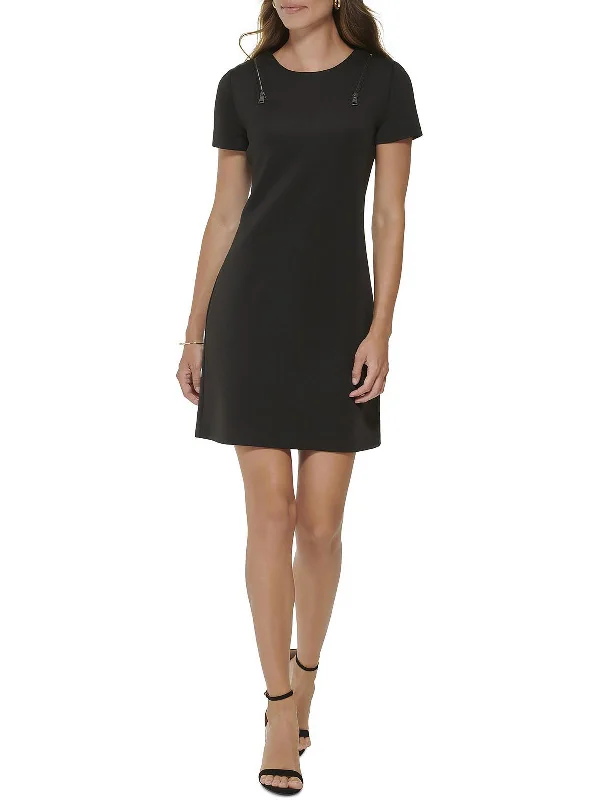 Versatile Wardrobe Essentials Petites Womens Embellished Mini Sheath Dress