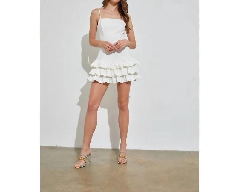 Gorgeous Glamour Collection Ruffle Dress In Off White