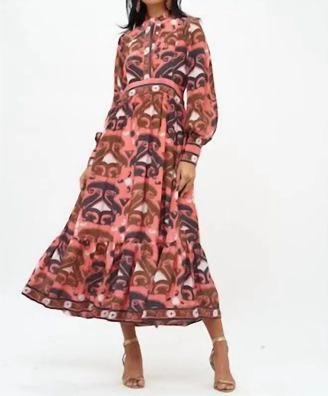 Style Revolution Shirt Waist Dress In Brick/uzbek