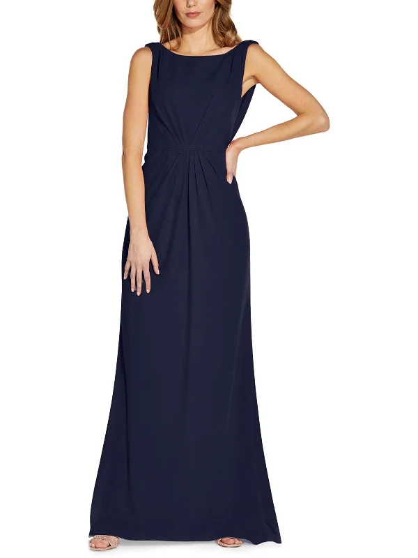 Signature Style Essentials Womens Crepe Drape-Back Evening Dress