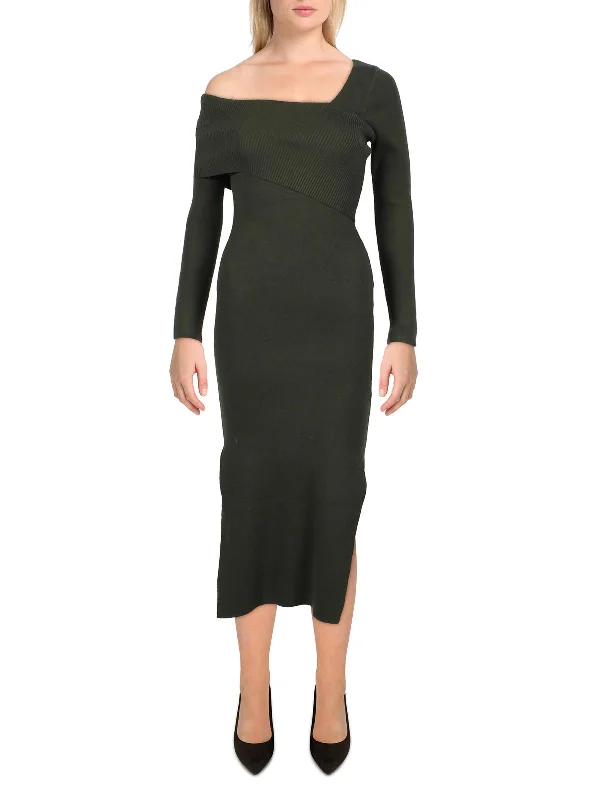 Flash Sale Starts Womens One Shoulder Midi Sweaterdress