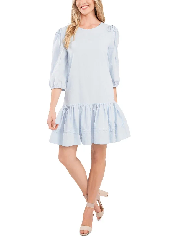 Trendy Attire For Her Womens Ruffled Mini Fit & Flare Dress