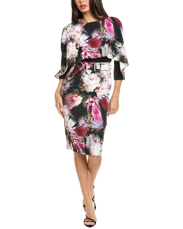 Seasonal Fashion Badgley Mischka Cape Bodice Sheath Dress