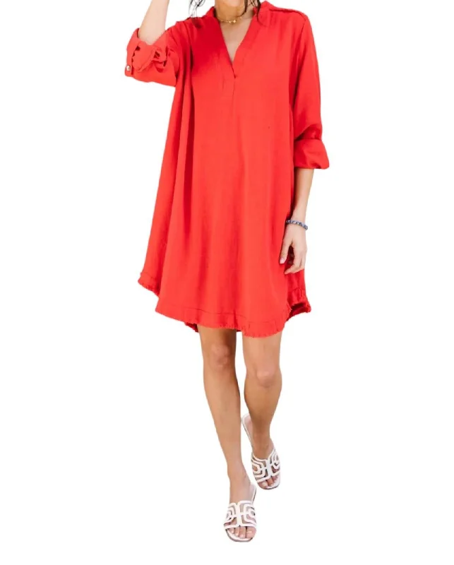 Classic Women's Fashion Fireside Chats Dress In Red