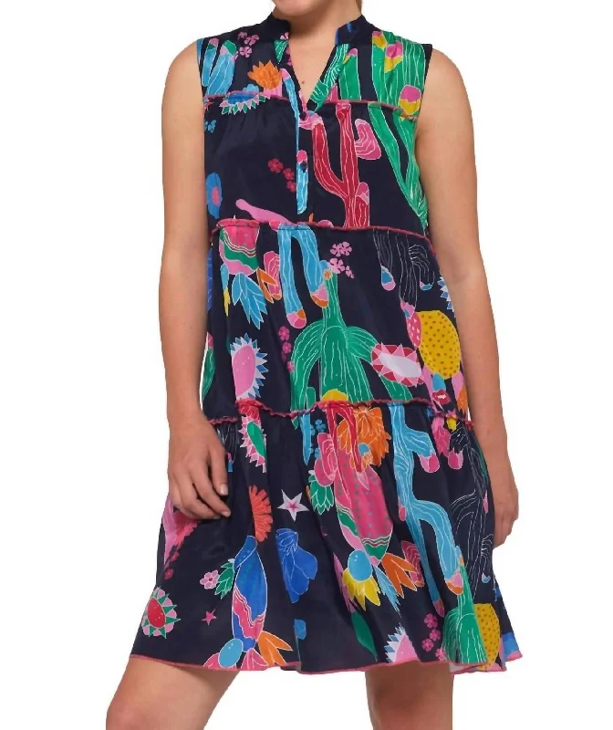 Vibrant Styles Isa Dress In Cactus Print