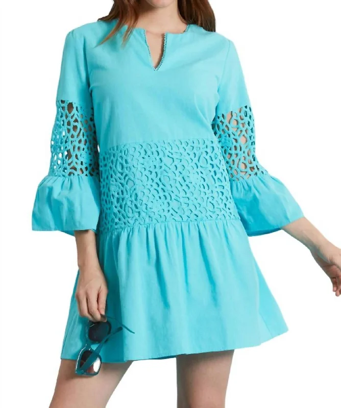 Bold Fashion Izzy Eyelet Tunic Dress In Seaside