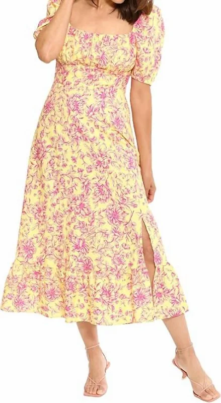 Casual Wear Kiraz Dress In Yellow/pink