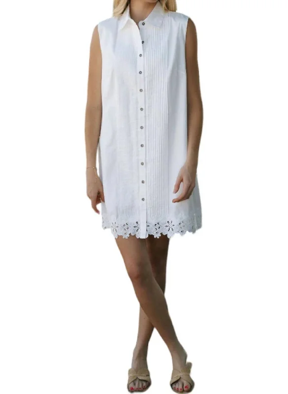 Elegant Attire For The Modern Lady Lace Hem Dress In White