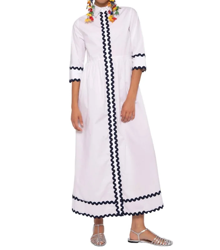 Boho Chic Fashion Natalia Dress In White Poplin