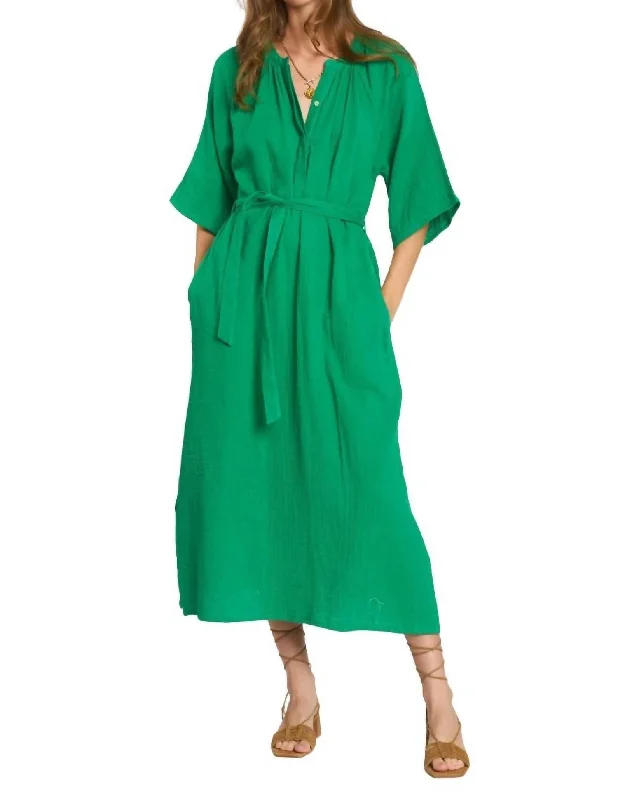 Trend Setting Wardrobe Soft Cotton Gauze Dress In Cabo Green