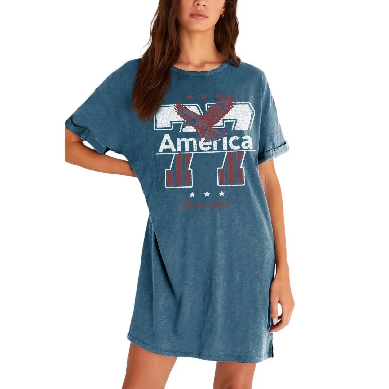 Fashion For Every Occasion Washington Graphic Tee Dress In Blue